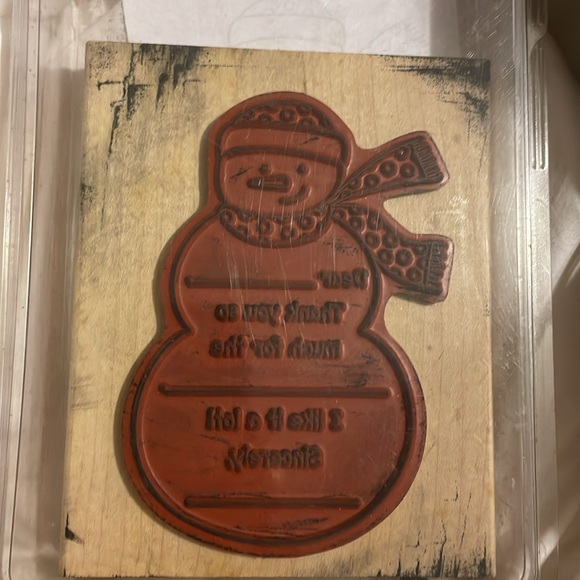 Stampin' Up Snowman Simple Seasonal Thanks Retired Wood Mount Stamp - Picture 2 of 2